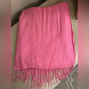 Pink Fringed Soft Scarf